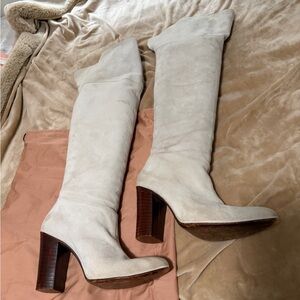 Isabel Marant Lafsten Cream Suede Over the Knee Boots 41/11